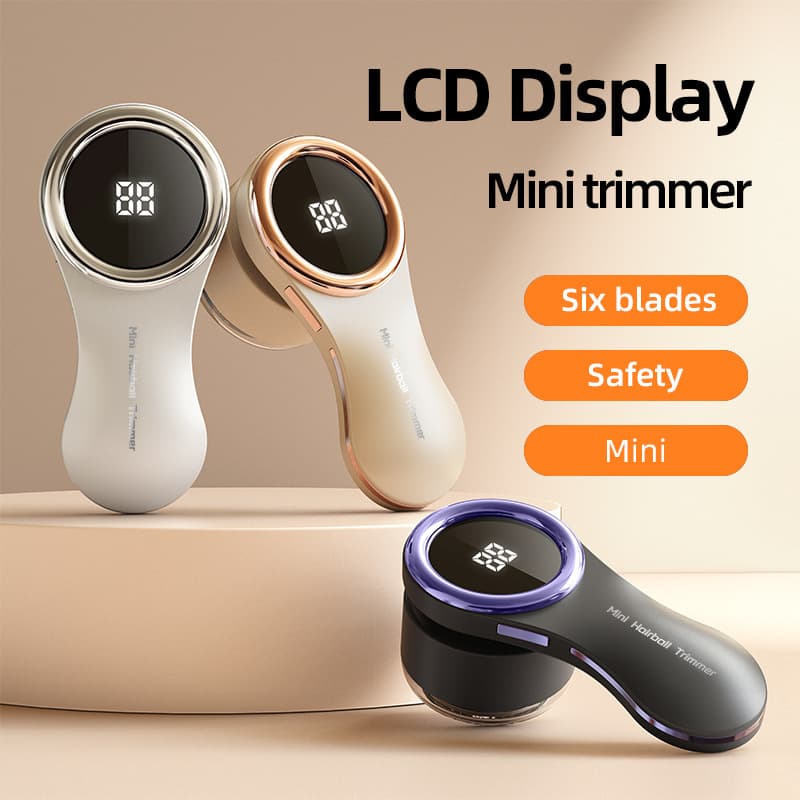 Mini Electric Lint Remover with LCD Display, 6-Blade, USB Rechargeable