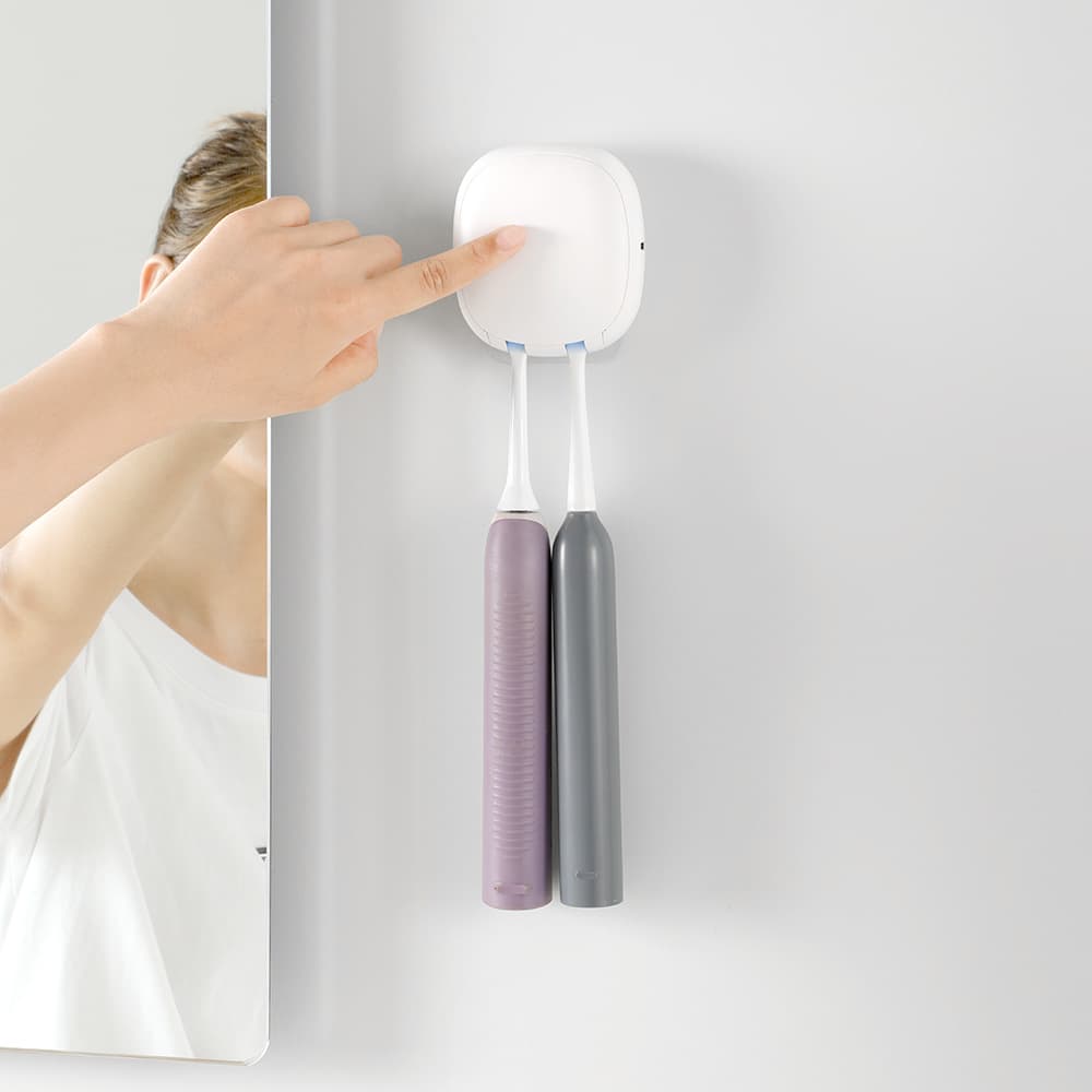 No-Drill Wall-Mounted UV Toothbrush Sanitizer with Drying