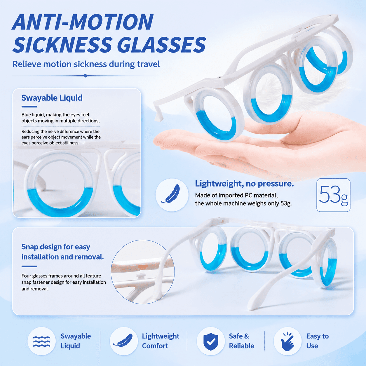 Modern Plastic Anti-Motion Sickness Glasses For Halloween Christmas New Year Car Seasick Airsick Nausea Relief Travel OEM ODM